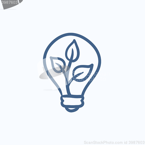 Image of Lightbulb and plant inside sketch icon.