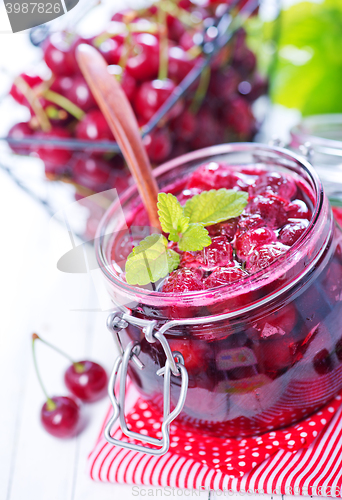 Image of cherry jam and berries