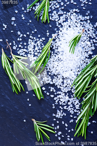 Image of rosemary  with salt