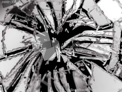 Image of Shattered or broken glass Pieces isolated on black