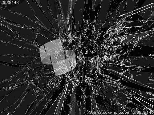 Image of Pieces of broken or Shattered transparent glass