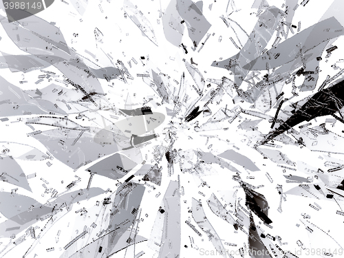 Image of Splitted or broken glass pieces on white