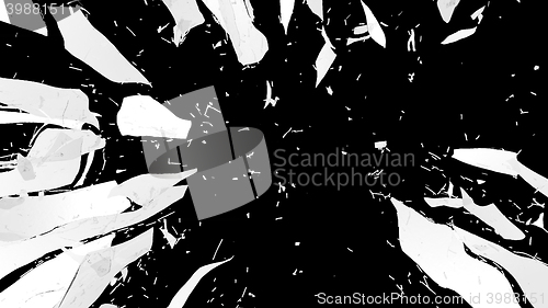 Image of Pieces of Shattered glass isolated on black