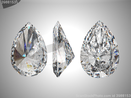 Image of Three views of pear diamond