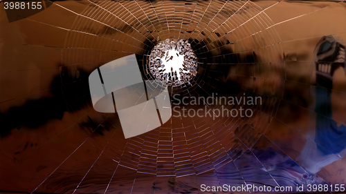 Image of Broken window glass on white isolated 