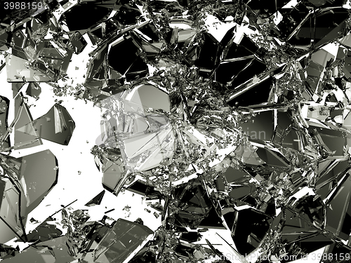 Image of Shattered or broken glass Pieces on white