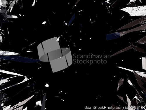 Image of Shattered glass isolated over black background