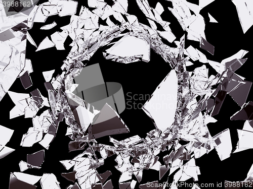 Image of Violence Shattered glass on black background