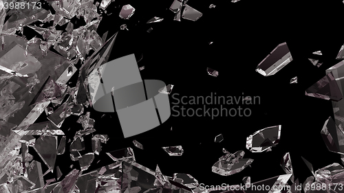 Image of Pieces of shattered glass isolated on black