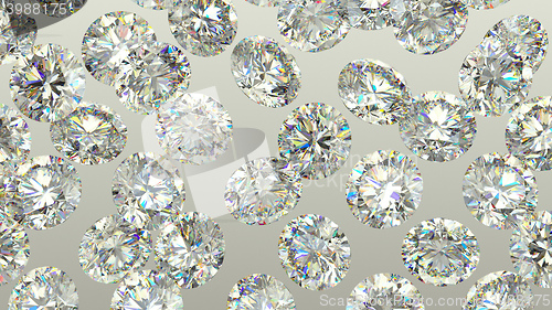 Image of Sparkling large Diamonds or gems over grey background