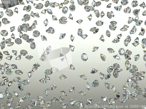 Image of Sparkling Gemstones scatter and fly away over gradient