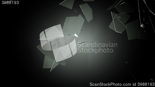 Image of Splitted or Shattered glass on black