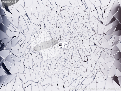 Image of Shattered glass: sharp Pieces on white