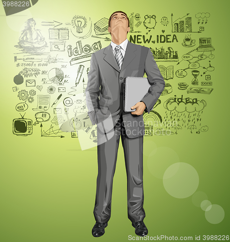 Image of Vector Businessman With Laptop