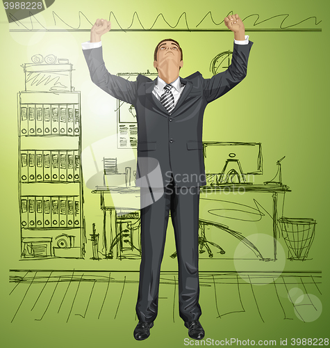Image of Vector Businessman With Hands Up