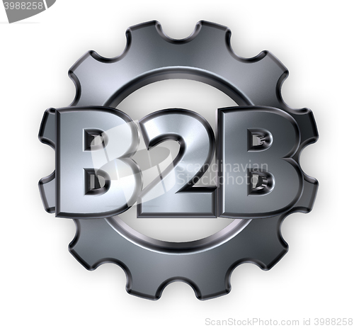 Image of b2b tag and gear wheel - 3d rendering