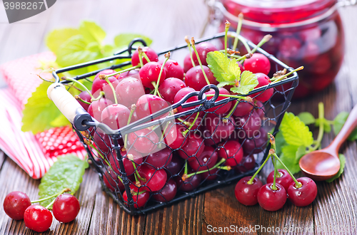 Image of cherry jam and berries