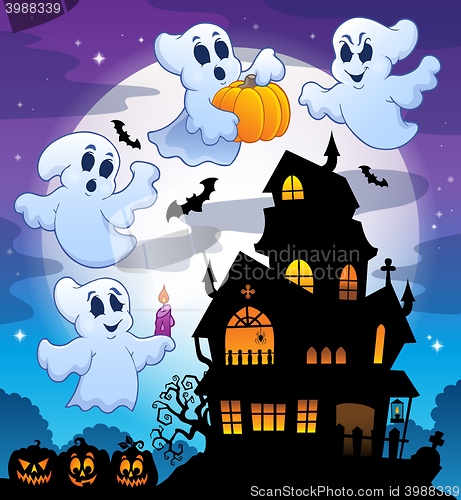 Image of Haunted house silhouette theme image 3