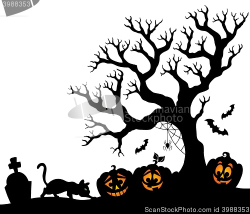 Image of Halloween tree silhouette theme 1