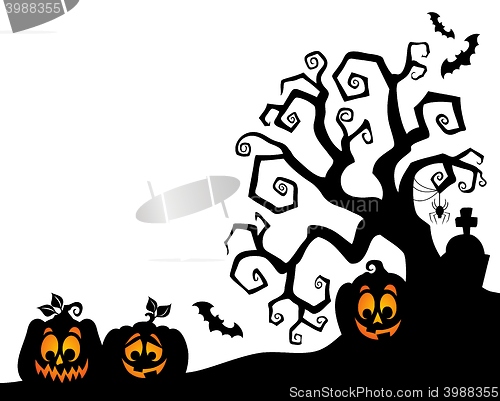 Image of Halloween tree silhouette theme 2