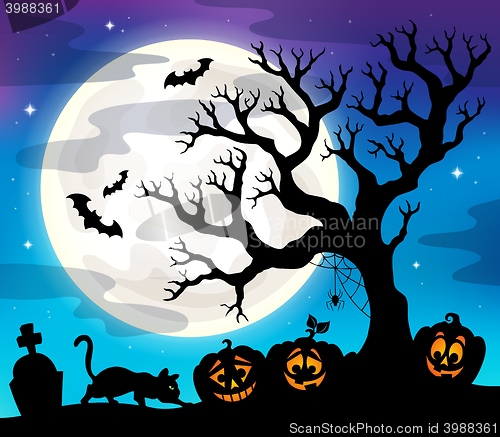 Image of Halloween tree silhouette theme 4