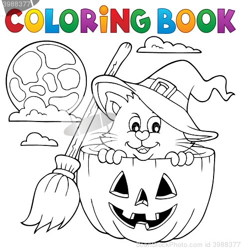 Image of Coloring book Halloween cat theme 1