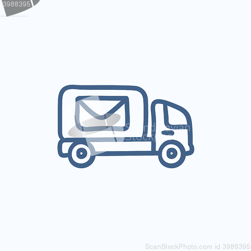 Image of Mail van sketch icon.