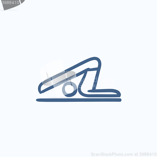 Image of Man practicing yoga sketch icon.