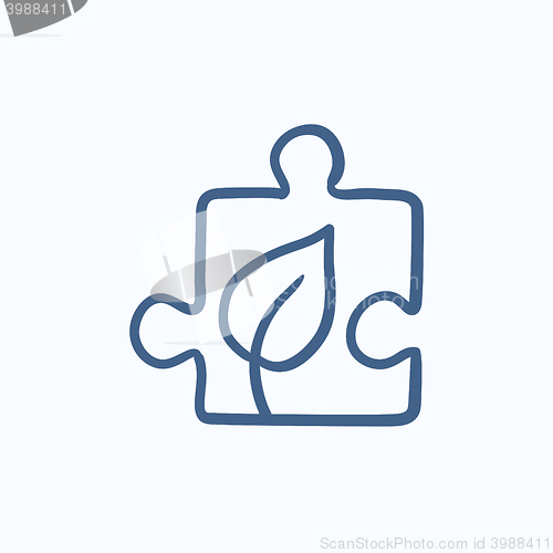 Image of Puzzle with leaf sketch icon.