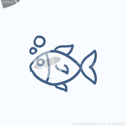 Image of Little fish under water sketch icon.