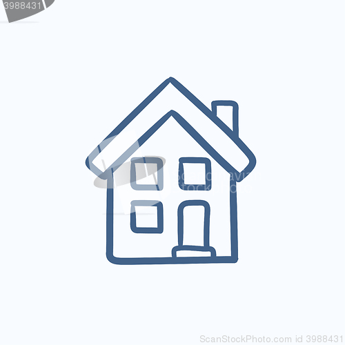 Image of Two storey detached house sketch icon.