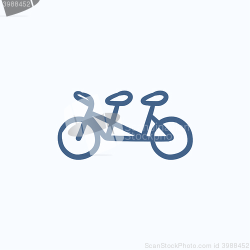Image of Tandem bike sketch icon.