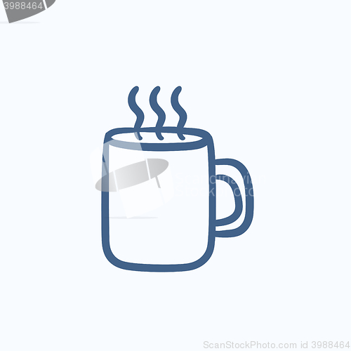 Image of Mug of hot drink sketch icon.