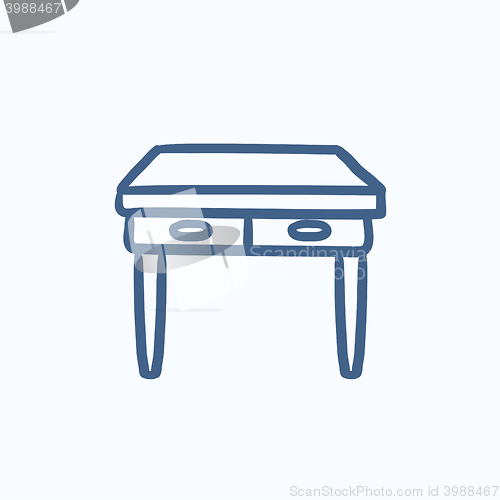 Image of Table with drawers sketch icon.