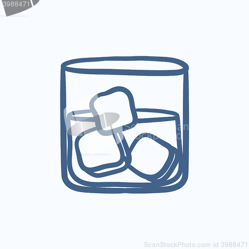 Image of Glass of water with ice sketch icon.