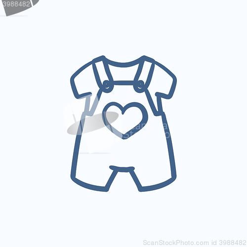 Image of Baby overalls and shirt sketch icon.