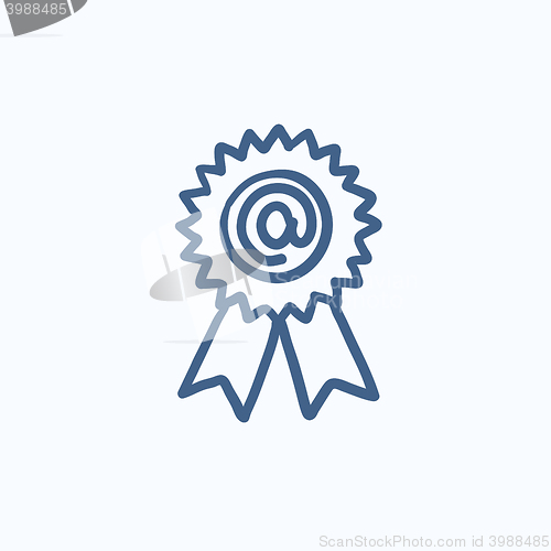 Image of Award with at sign sketch icon.
