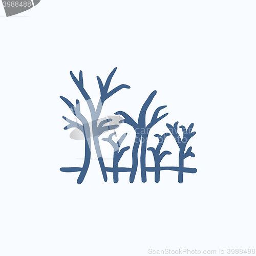 Image of Tree with bare branches sketch icon.