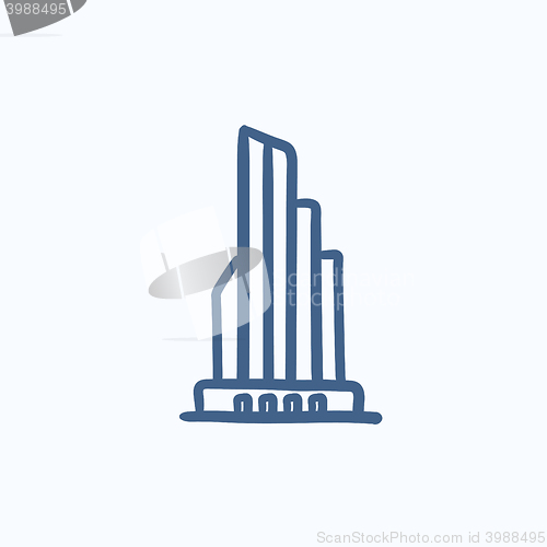 Image of Skyscraper office building sketch icon.