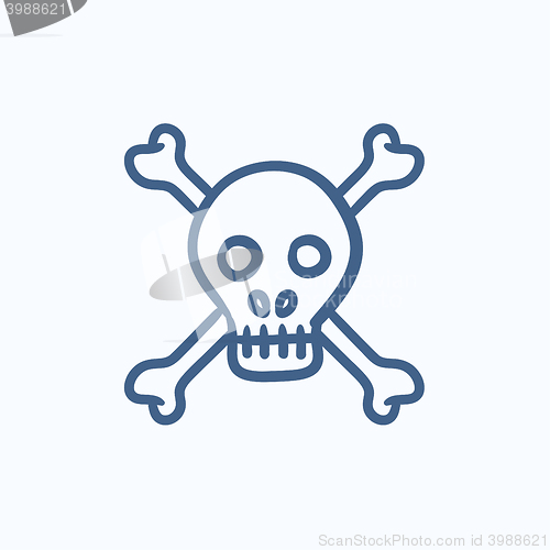 Image of Skull and cross bones sketch icon.