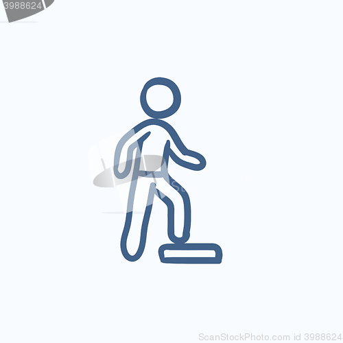 Image of Man doing step exercise sketch icon.