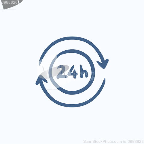 Image of Service 24 hrs sketch icon.