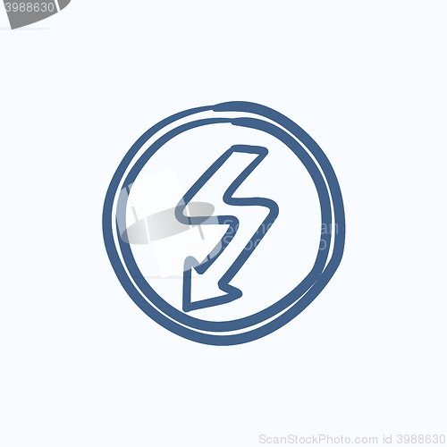 Image of Lightning arrow downward sketch icon.