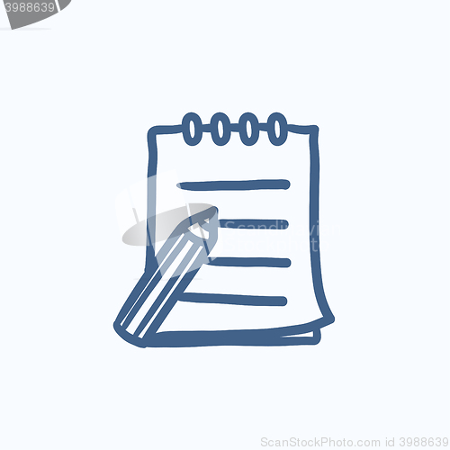Image of Writing pad and pen sketch icon.
