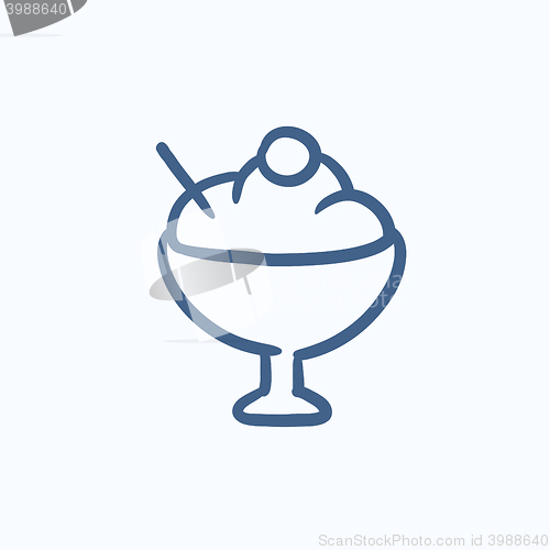 Image of Cup of ice cream sketch icon.