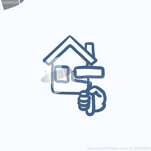 Image of House painting sketch icon.