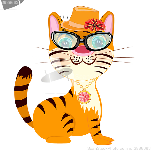 Image of Cartoon fashionable tigress