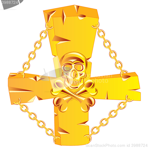 Image of Cross and skull golden