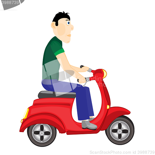 Image of Man goes on scooter