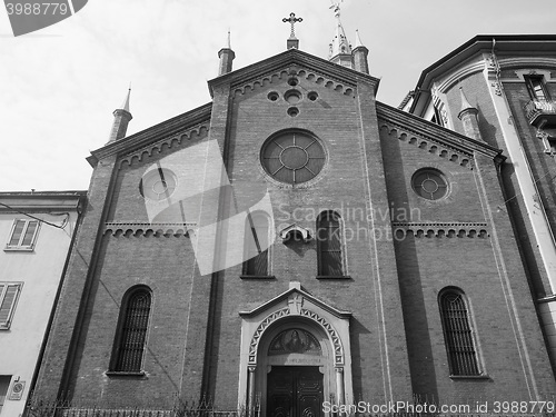 Image of Santa Maria del Suffragio church in Turin in black and white